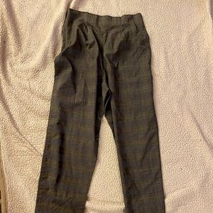 vintage grey-black plaid high-waist uncle trouser